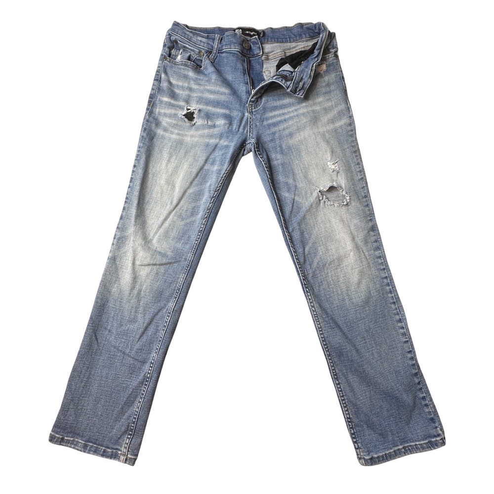 RSQ Jeans Men 31x30 (31x27) Blue Slim Straight Distressed Ripped Denim Pants